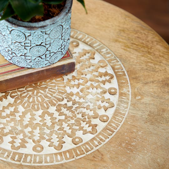 22" Brown Mango Wood Traditional Accent Table